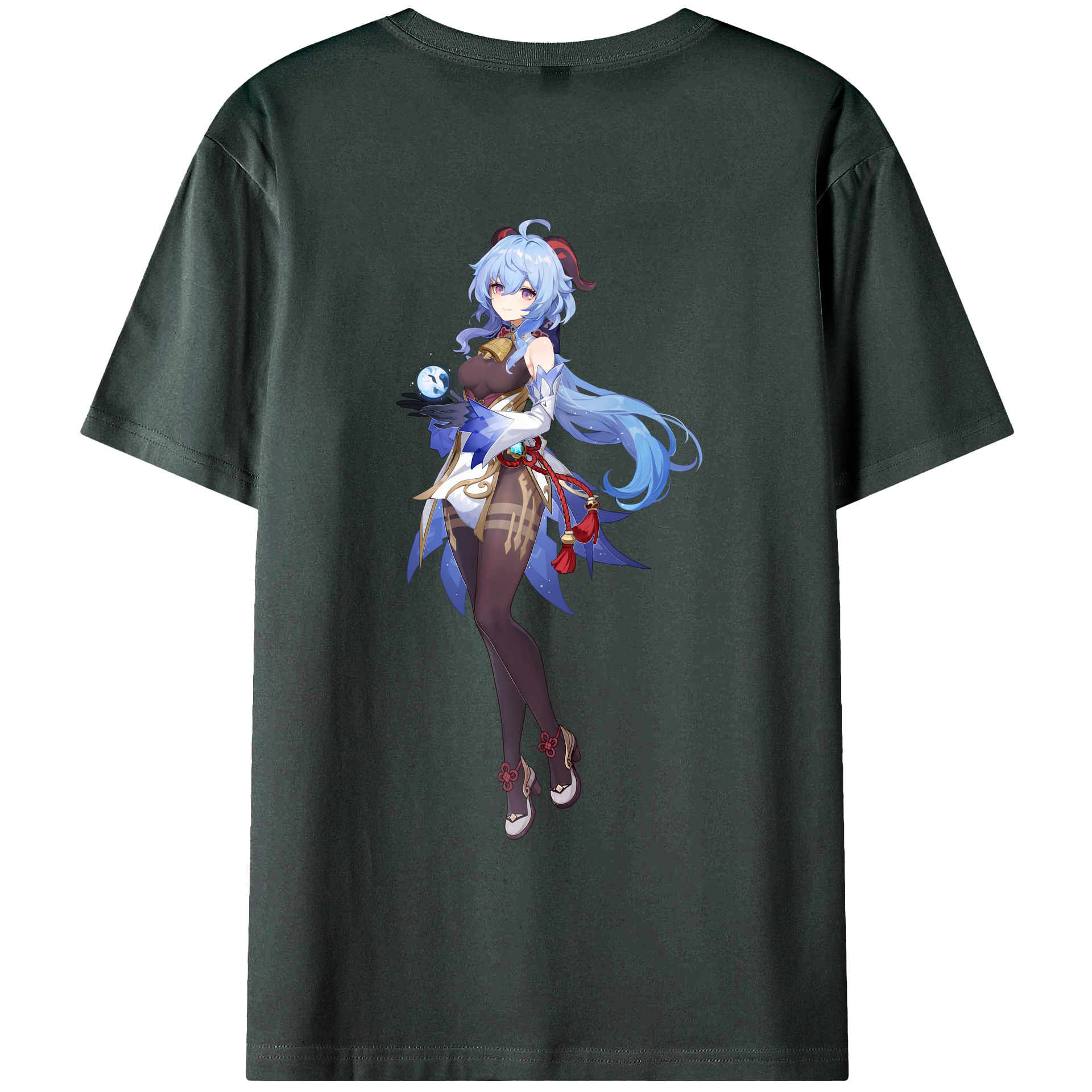 げんし神 甘雨 かんう genshin Ganyu 綿100％ メンズ半袖Tシャツ（バックプリント） 通気性